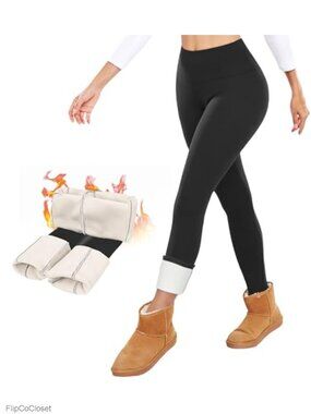 Fleece Lined Thermal Winter Leggings High Waist Tummy Control Warm Pants